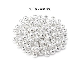 Bolitas de Metal Color Plateado 8mm x50gms